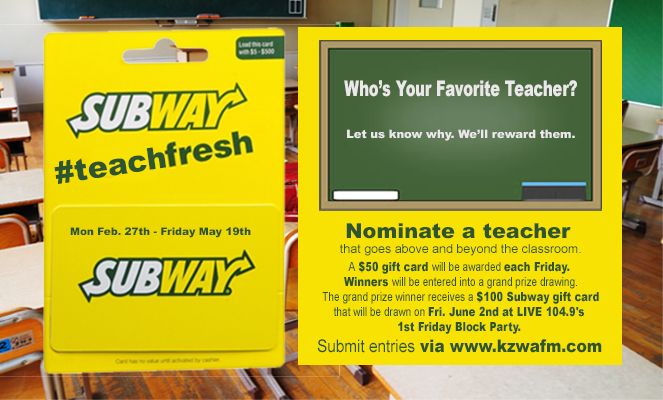 [CONTEST] Subway Wants To Reward Your Favorite Teacher